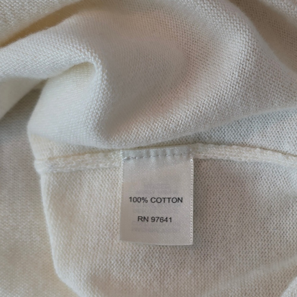 J. Jill Womens Cream 100% Cotton Pleated V-Neck Long Sleeve Sweater Large - Picture 4 of 8